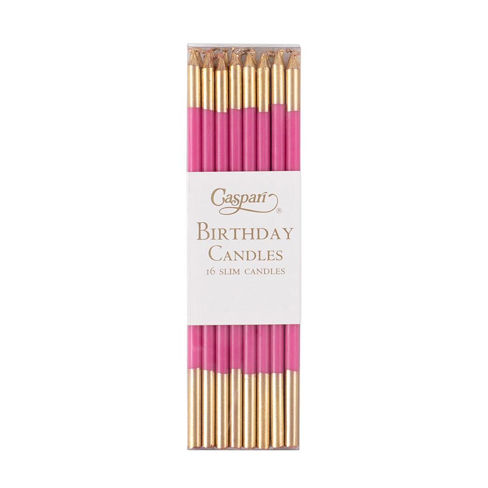 Slim Birthday Candles in Fuchsia & Gold