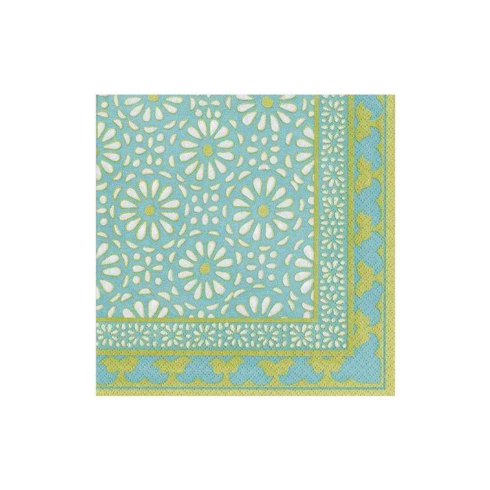 Caspari Alhambra Paper Cocktail Napkins in Turquoise