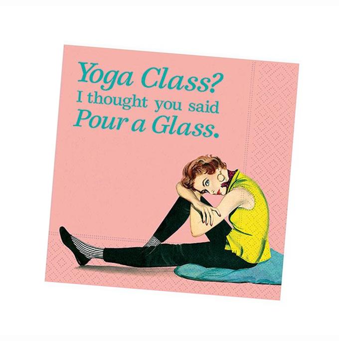 Yoga Class? I thought you said Pour a Glass Cocktail Napkins