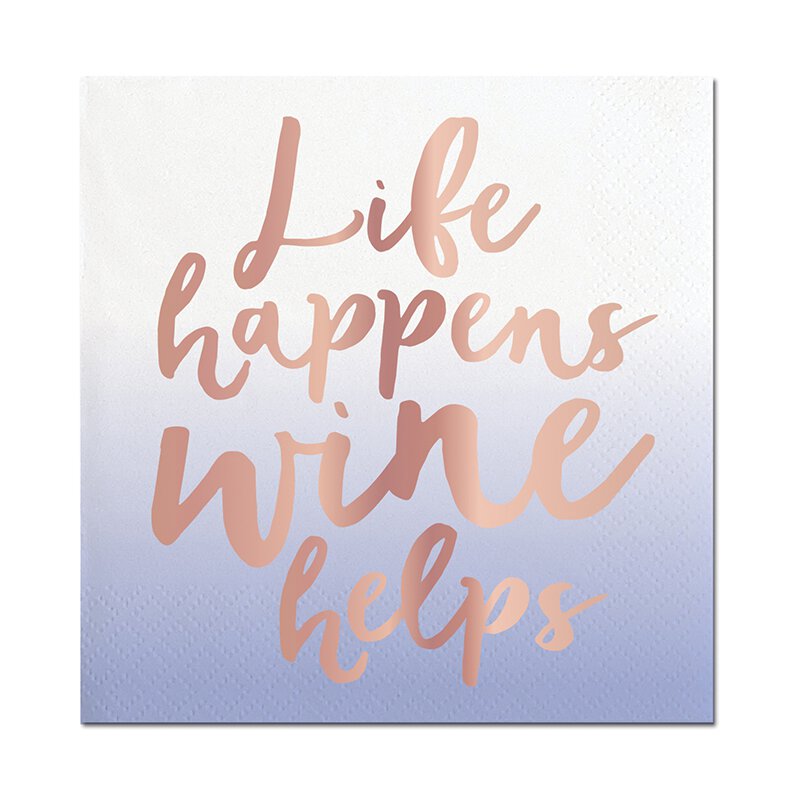Life Happens Wine Helps Foil Beverage Napkin