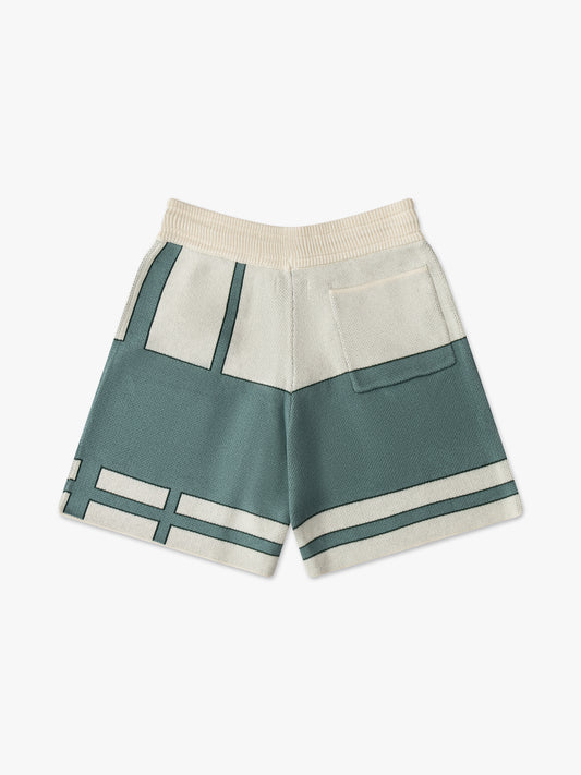 Rhude Bandana Knit Shorts | Light Blue and Cream | M | The Webster