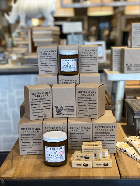 Cotton and Wax candles at Green Roost 