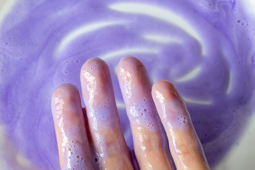 purple shampoo lather