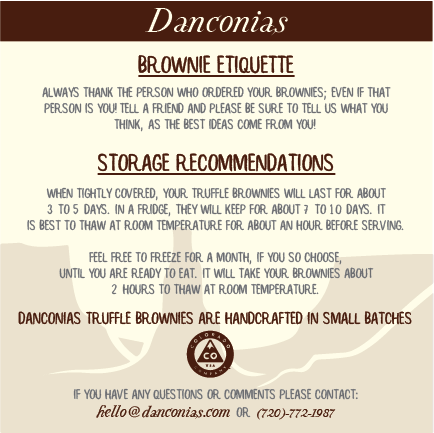 Chocolate Truffle Brownies Storage Instructions.