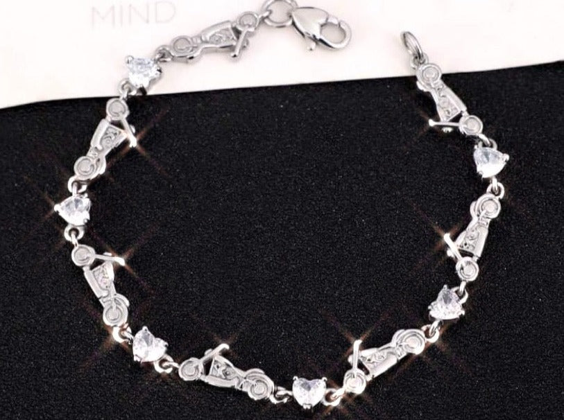 Ladies Heart Bracelet Silver MOTORCYCLE SK2707