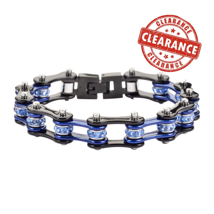 LADIES Black Blue Bike Chain Bracelet   SK1202