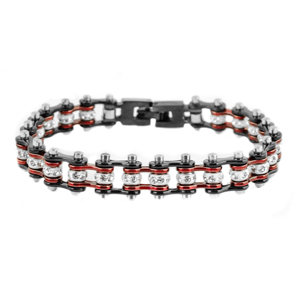 Ladies Black Red Mini Bike Chain Bracelet   SK2006