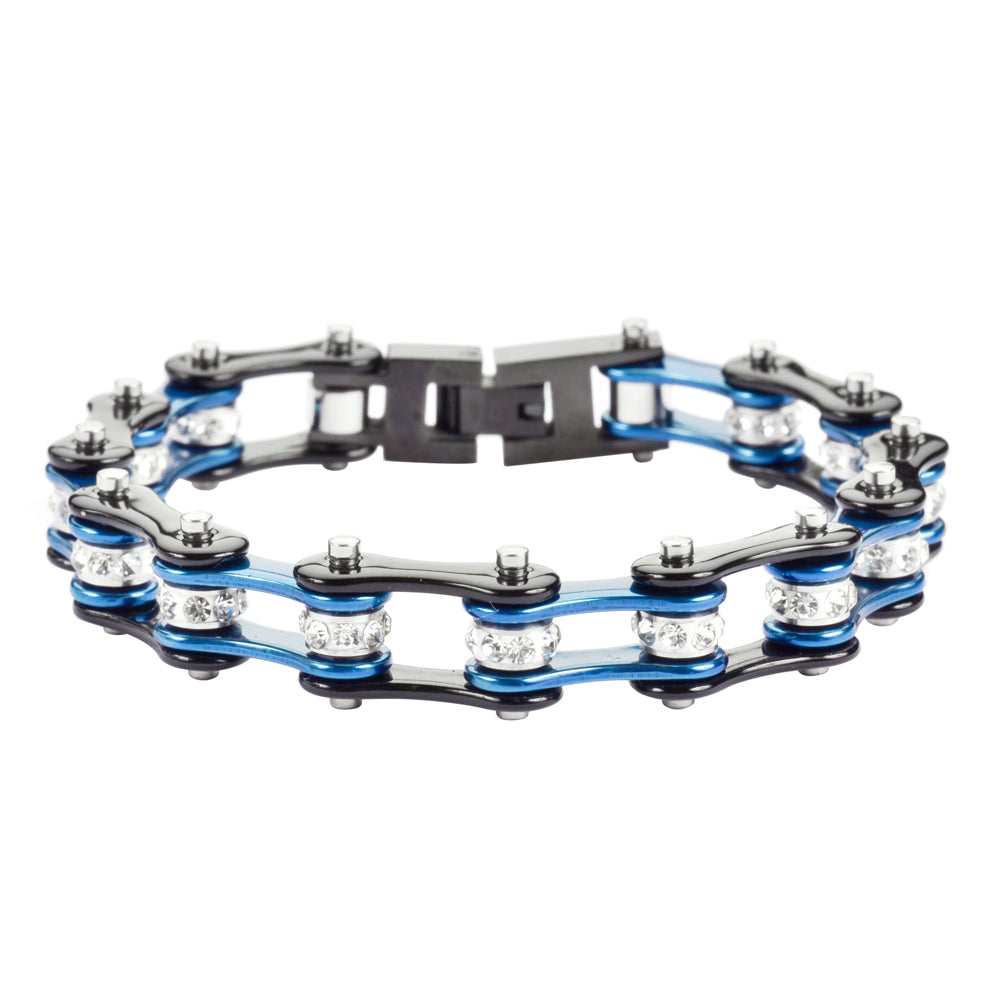 LADIES Black Blue Bike Chain Bracelet   SK1223