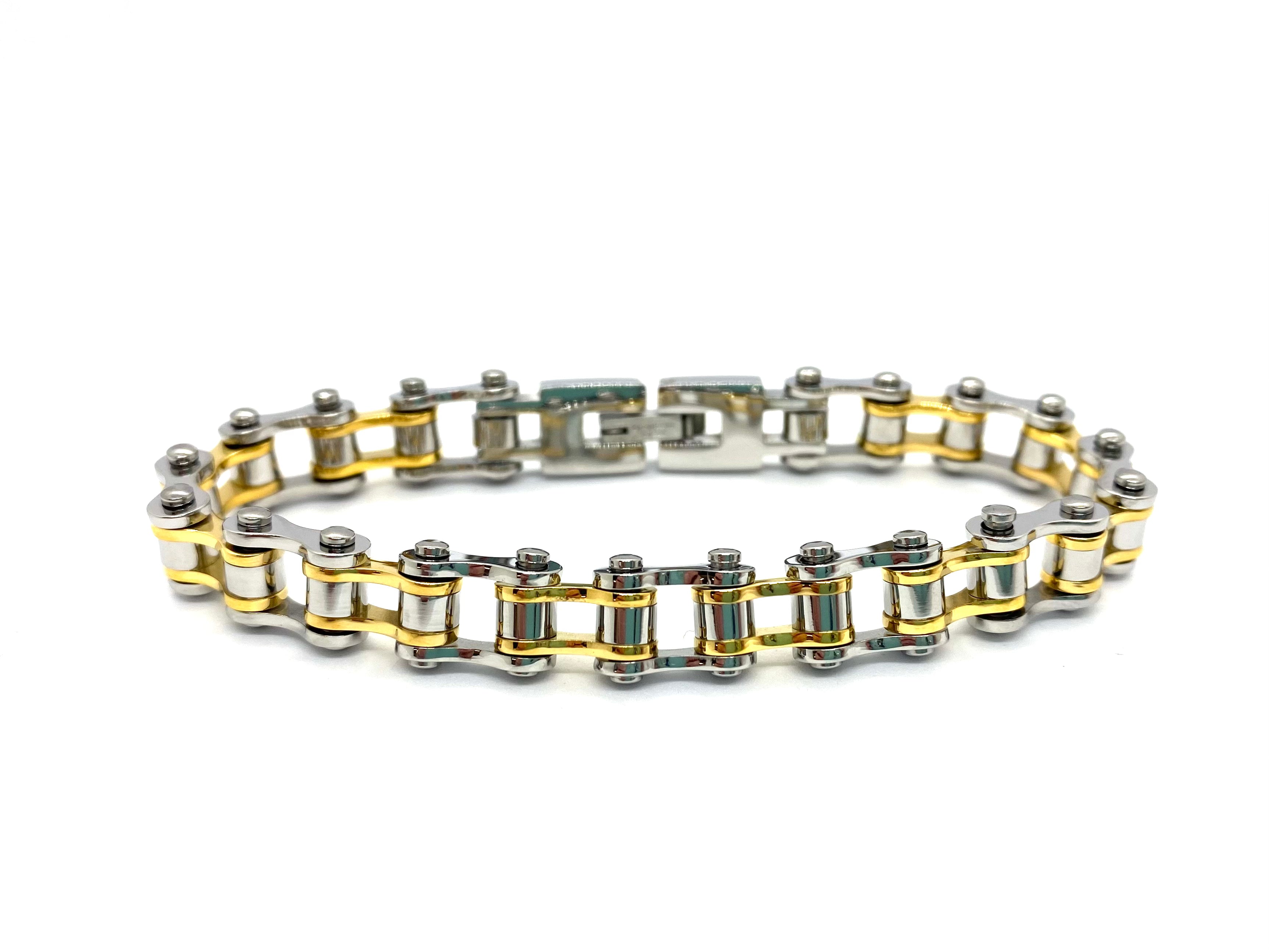 Ladies Silver Gold Simple Mini Bike Chain Bracelet   SK2288