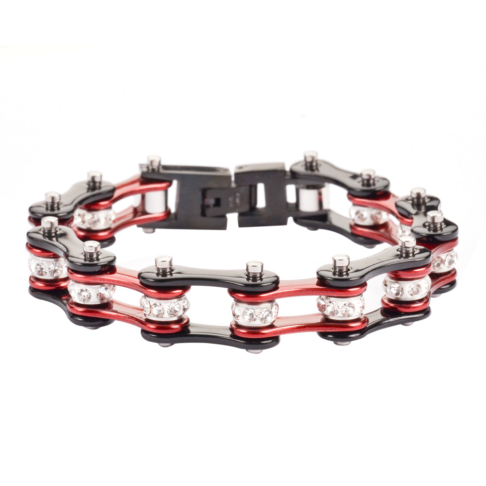 Ladies Black Red Bike Chain BRACELET   SK1106