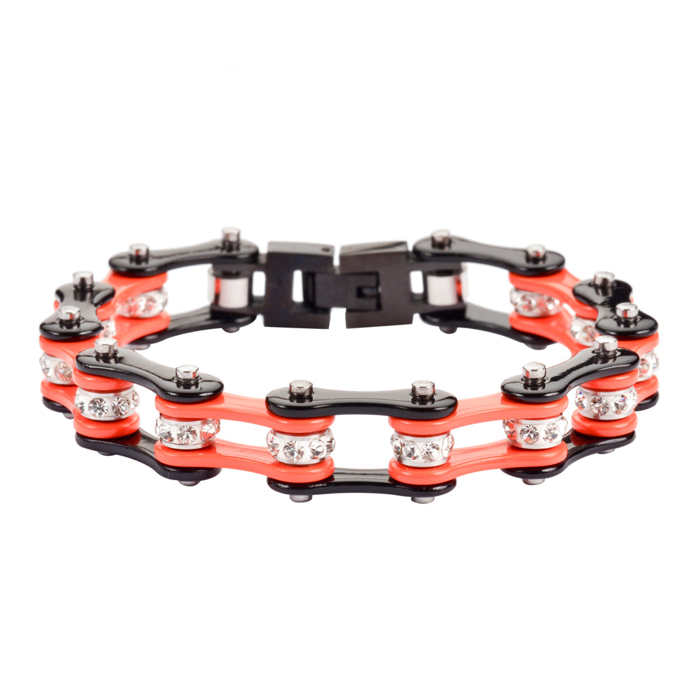 LADIES Black Orange Bike Chain Bracelet   SK1112