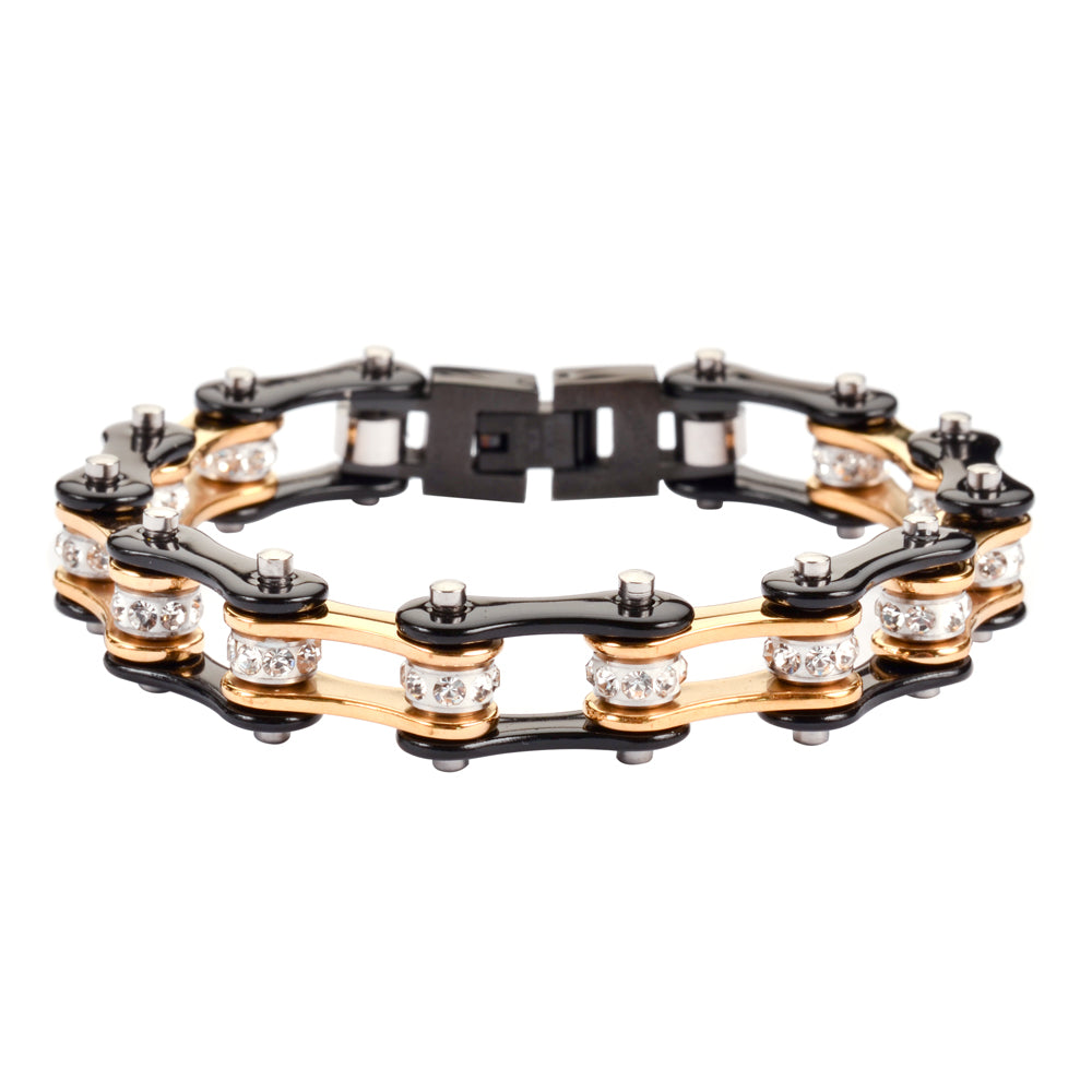 LADIES Black Gold Bike Chain Bracelet   SK1113