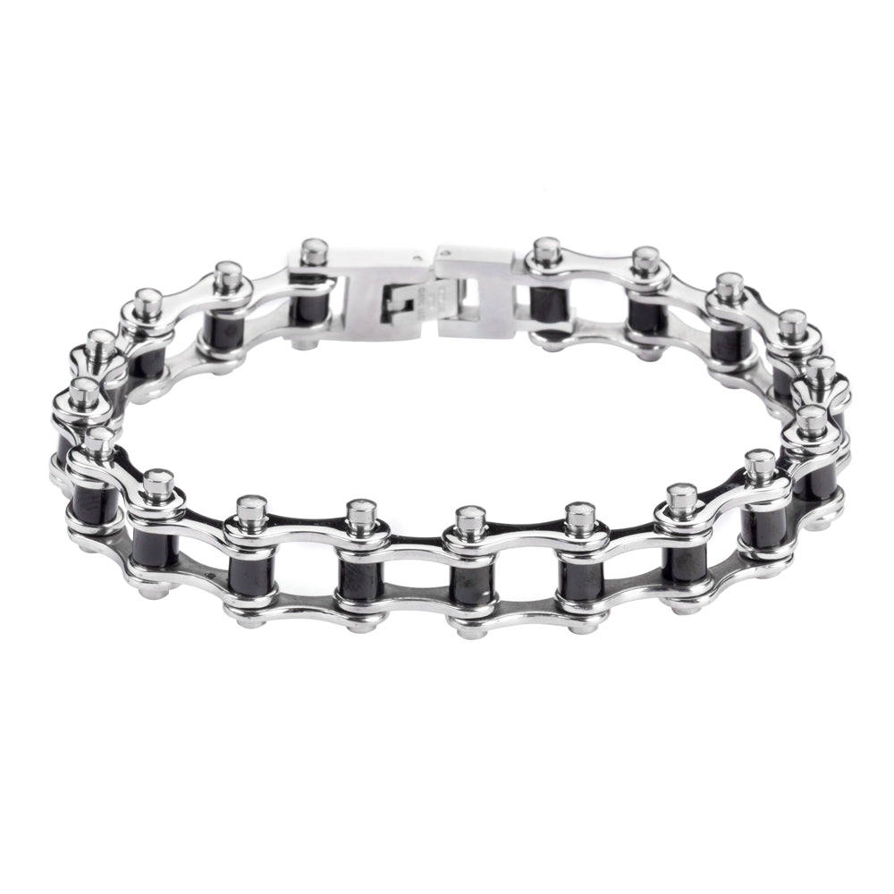 Silver Black Bike Chain BRACELET SK1119