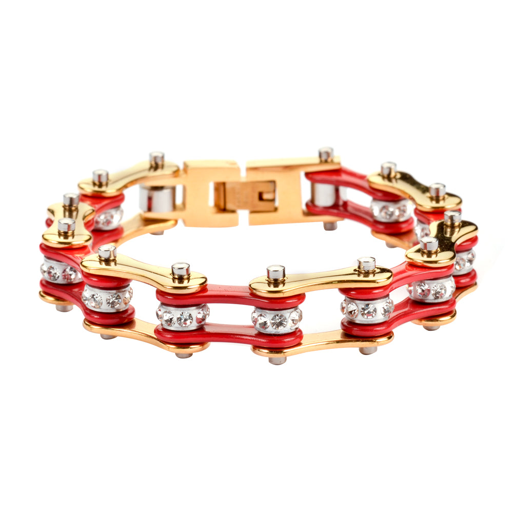 Ladies GOLD Red Bike Chain Bracelet   SK1190