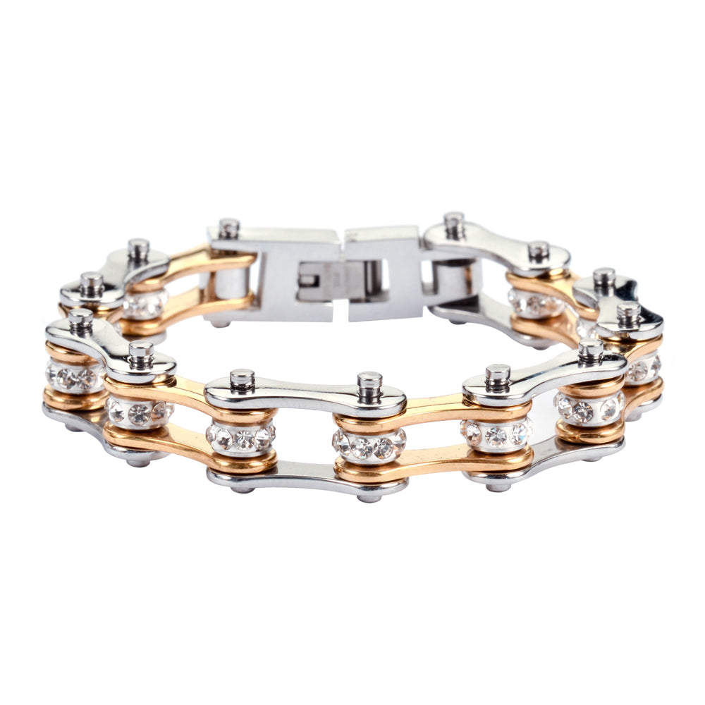 Ladies Silver Gold Bike Chain BRACELET   SK1196