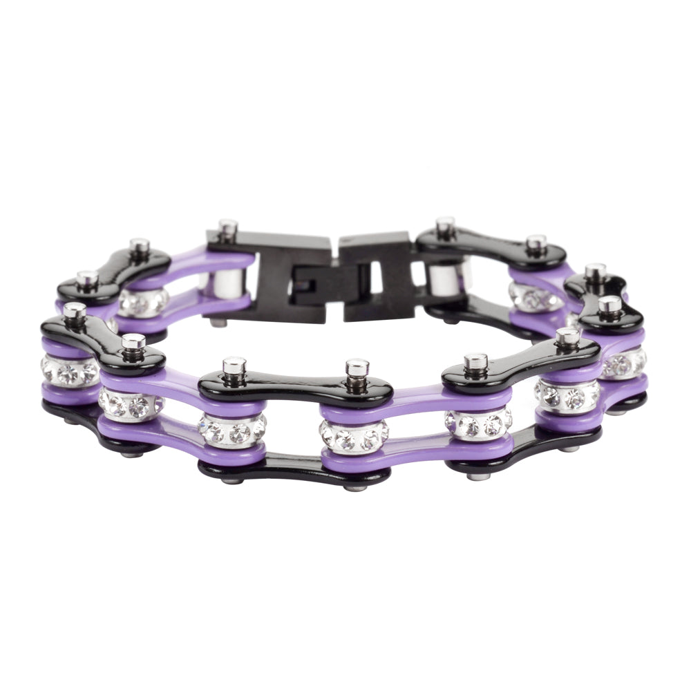 Ladies Black Violet Bike Chain BRACELET   SK1197S