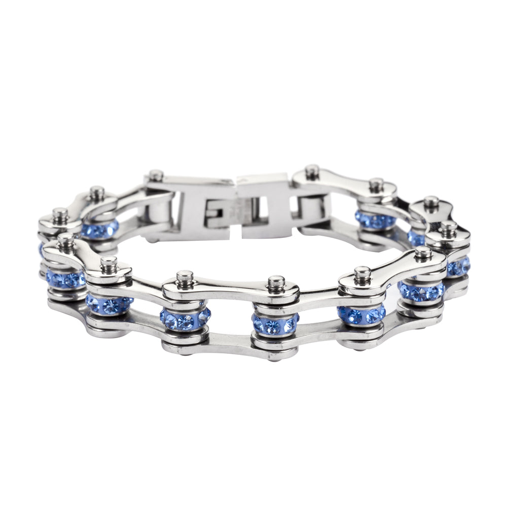 Ladies Blue Bike Chain Bracelet   SK1205