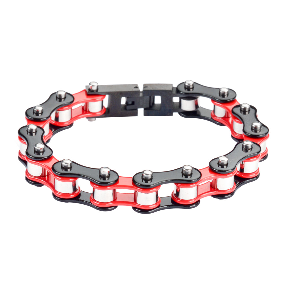 LADIES Red Silver Bike Chain Bracelet   SK1294