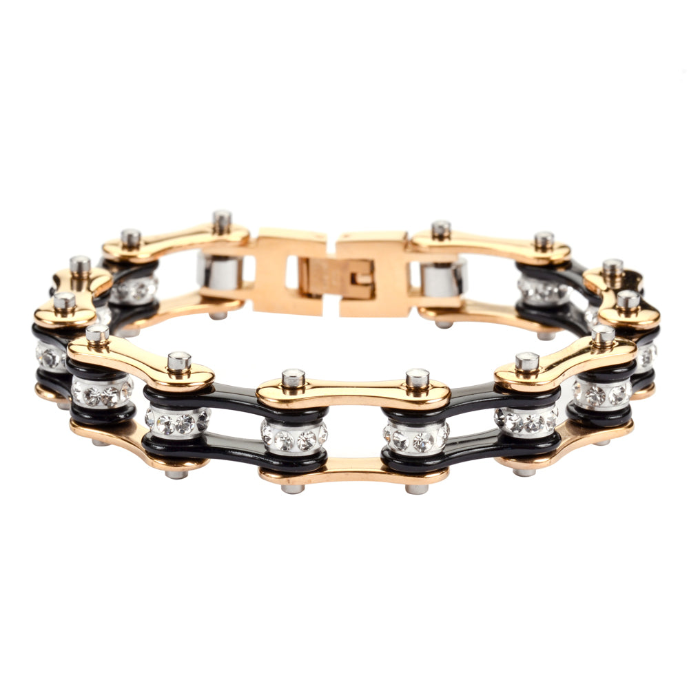 Ladies Gold Black Bike Chain BRACELET   SK1295