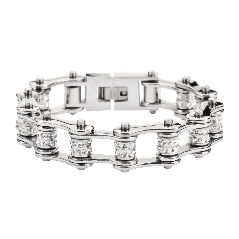 LADIES Silver Double Roller Bike Chain Bracelet   SK1301