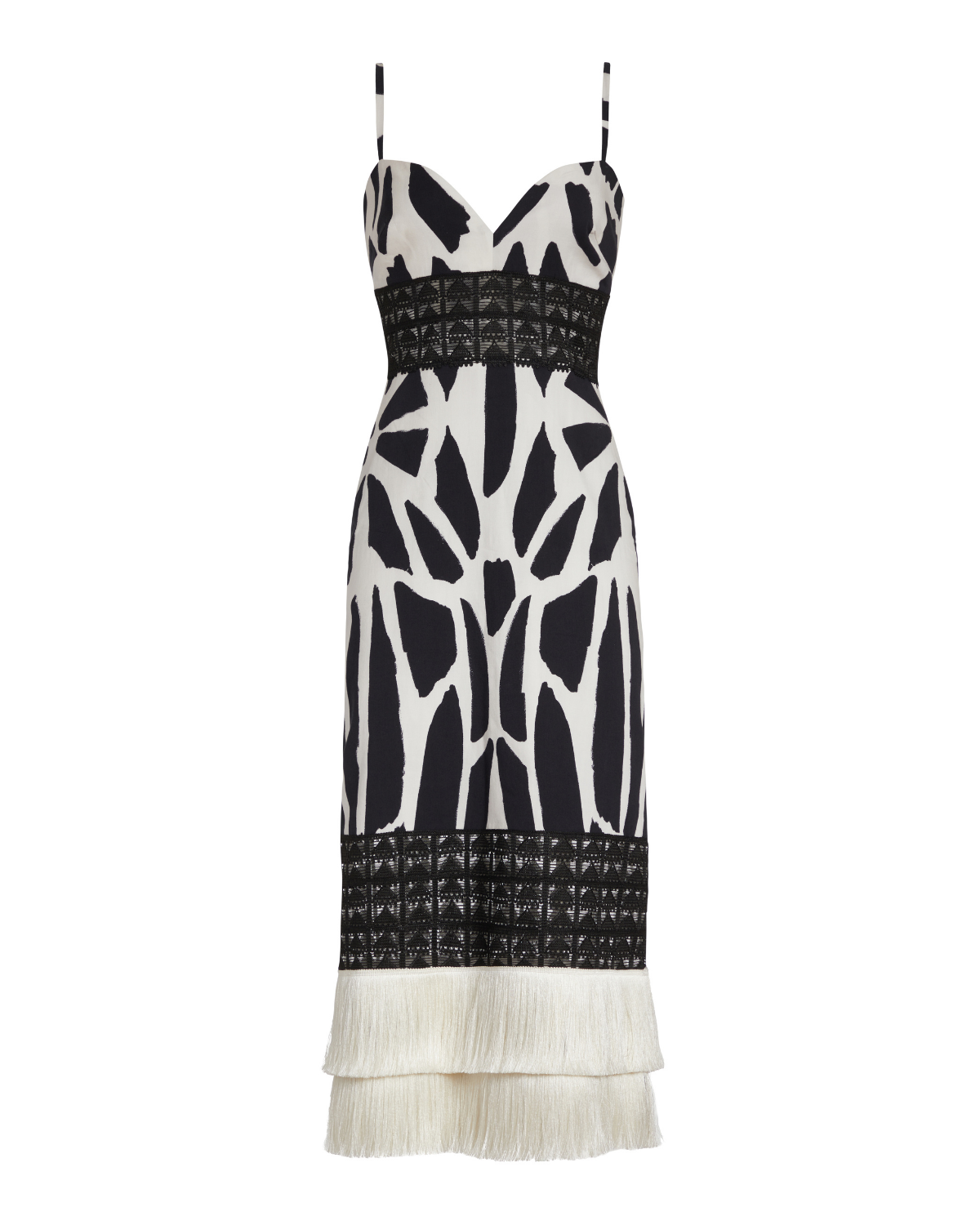 Fringe Trim Cotton Midi Dress