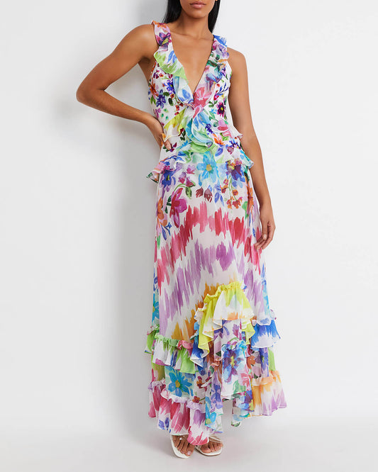 Bloom Ruffle V-Neck Dress (FINAL SALE)