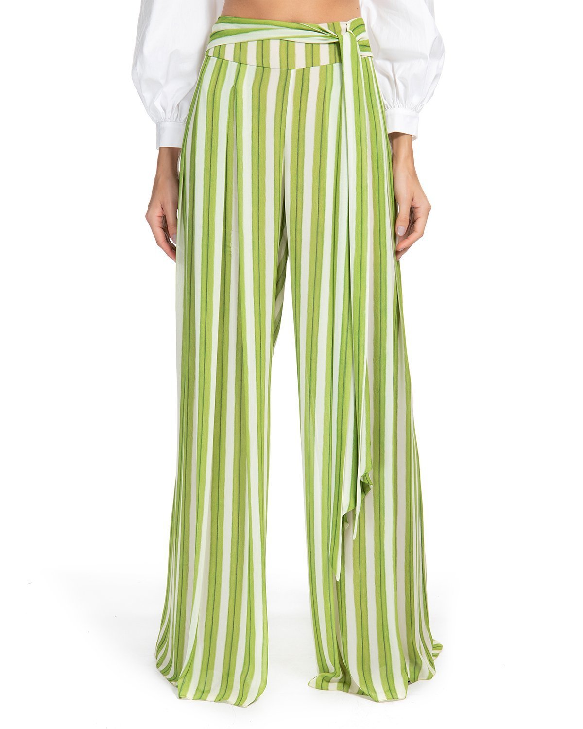 green and yellow striped pants