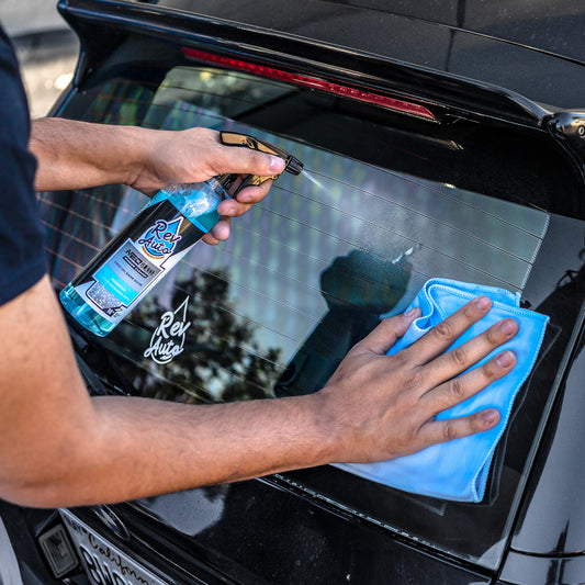 REV Auto Car Window Cleaner - Cleans and Restores Car Windows | Includes  Window Drying Towel | Ammonia Free Glass Cleaner That is Tint Safe | Auto