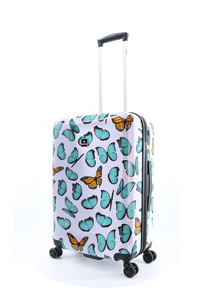 Ik was verrast nakomelingen Perceptueel Saxoline Blue Springful bedrukt harde bagage reiskoffer met Vlinders p –  LUGGAGE 4 U