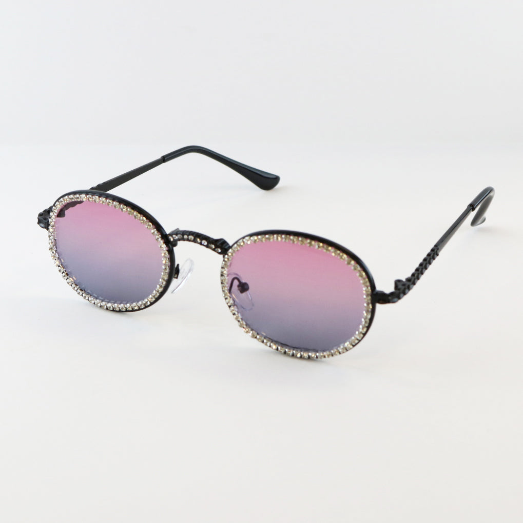 Chanel Pink Oversize Swarovski Crystal Frame Black Tint Sunglasses- 5065-B  - Yoogi's Closet