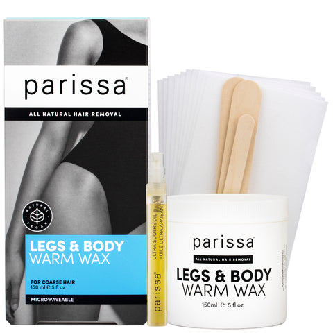 Parissa Legs and Body Warm Wax Kit with components