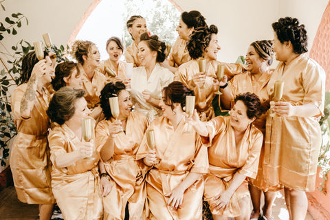 bridesmaids getting ready for the big wedding day