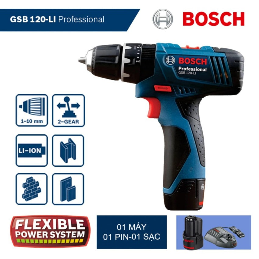 May Khoan động Lực Dung Pin Bosch Gsb 120 Li Professional Hang