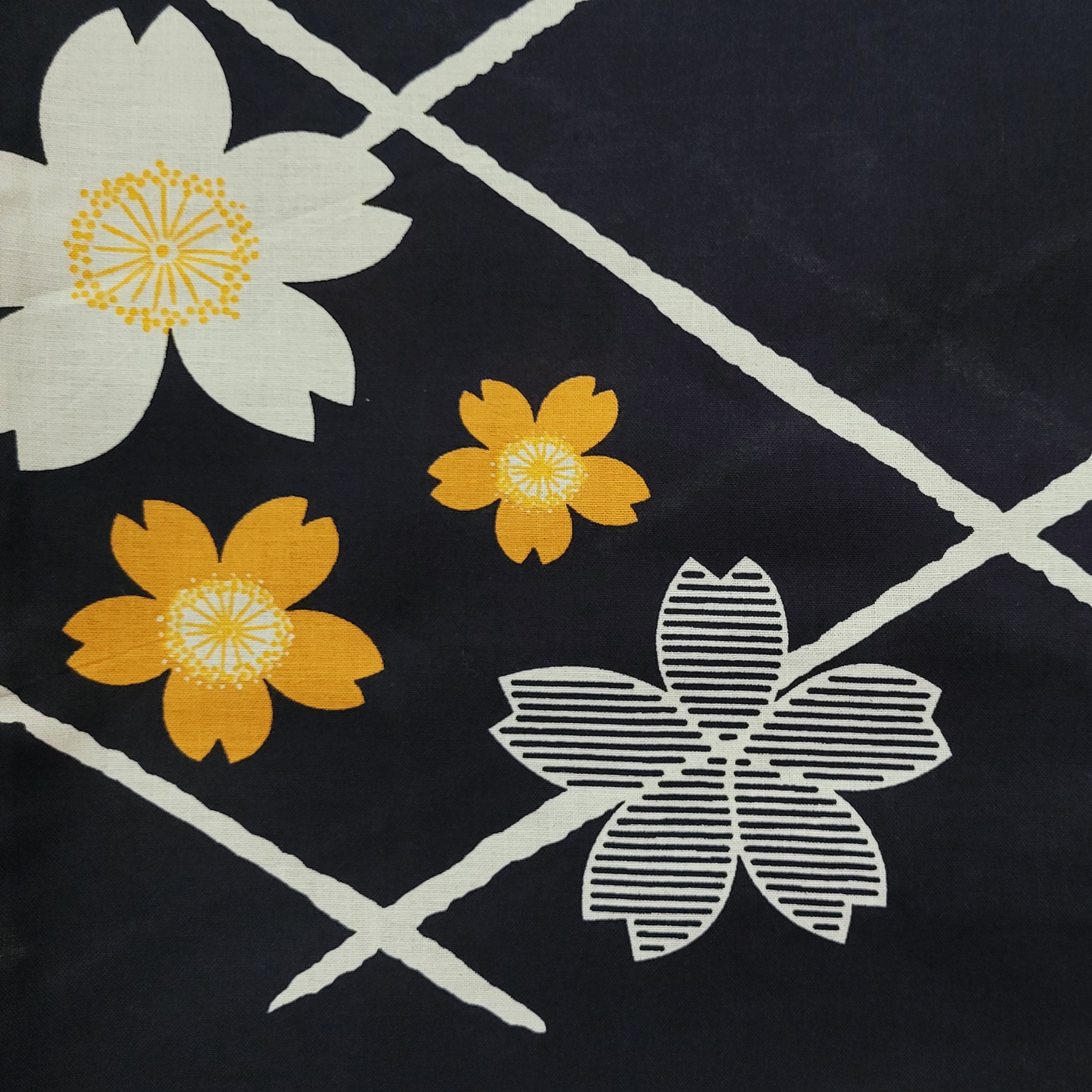 Traditional Yukata - Indigo with Woven Stone pattern