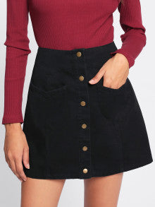 Black Button Up Denim Skirt – Shop 