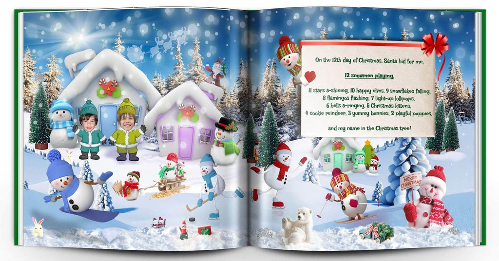 Personalized Christmas Book for 2 Children, with photo and name My
