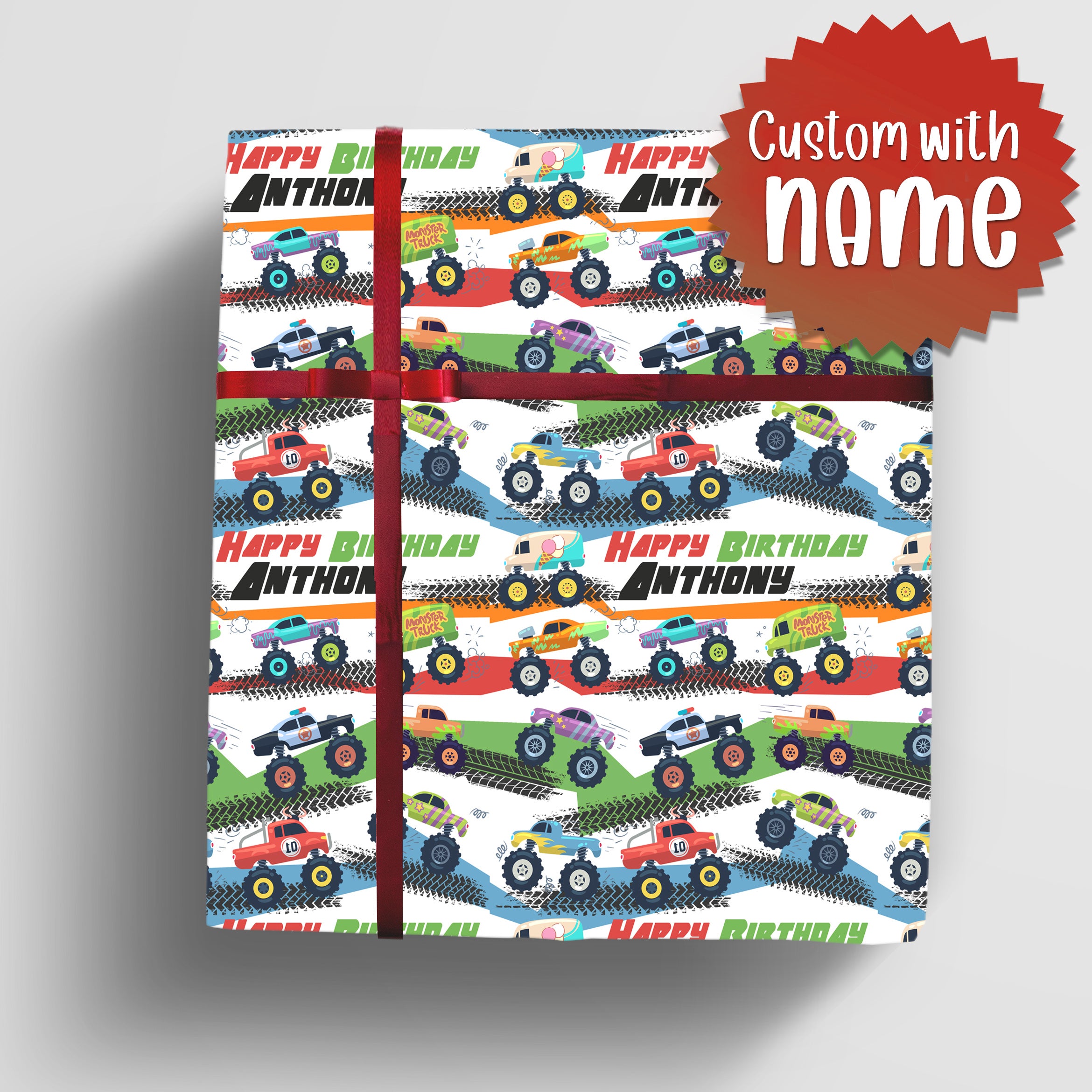 Monster Truck Wrapping Paper - Perfect for a Monster truck birthday party!