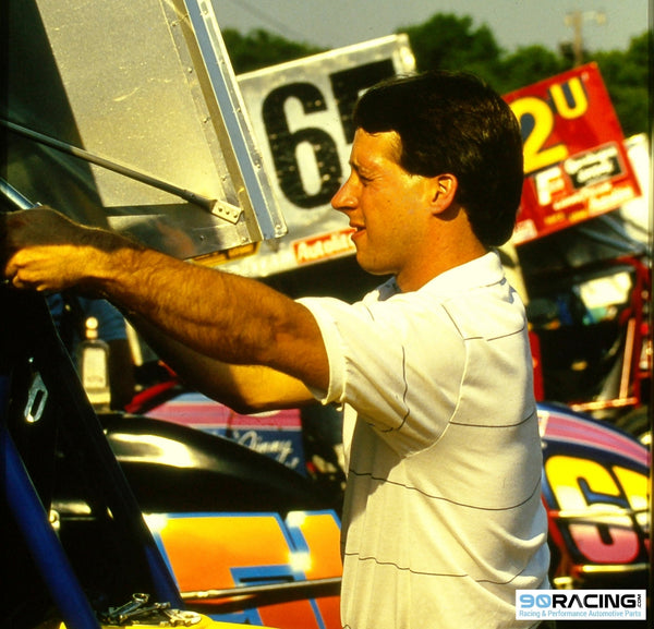 Dave Blaney at World of Outlaws race at Lernerville Speedway in 1991