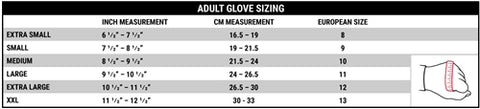 Impact Racing Gloves Size Chart