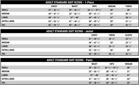 Impact Racing Suit Size Chart