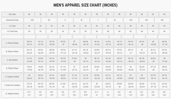 Alpinestars Size Chart - Men's Suits