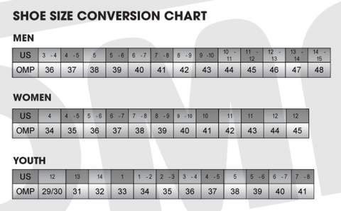 OMP Shoes Size Chart