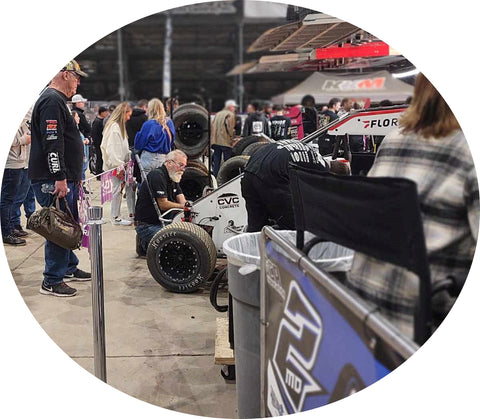 Keith Kunz Adjusting Shocks for Kyle Larson at Chili Bowl 2024