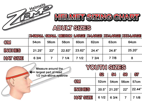 Zamp Helmet Size Chart