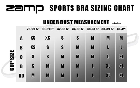Zamp Sports Bra Size Chart
