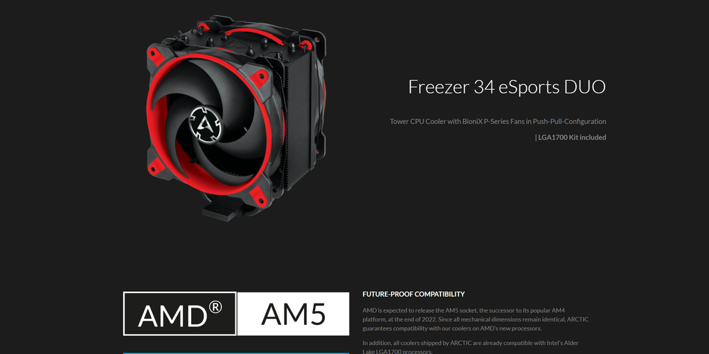 Arctic Freezer 34 eSport DUO Intel/AMD CPU Cooler Red  Model: ACFRE00060A Description