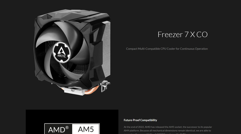 Arctic Freezer 7X CO Intel/AMD CPU Cooler White  Model: ACFRE00085A Description