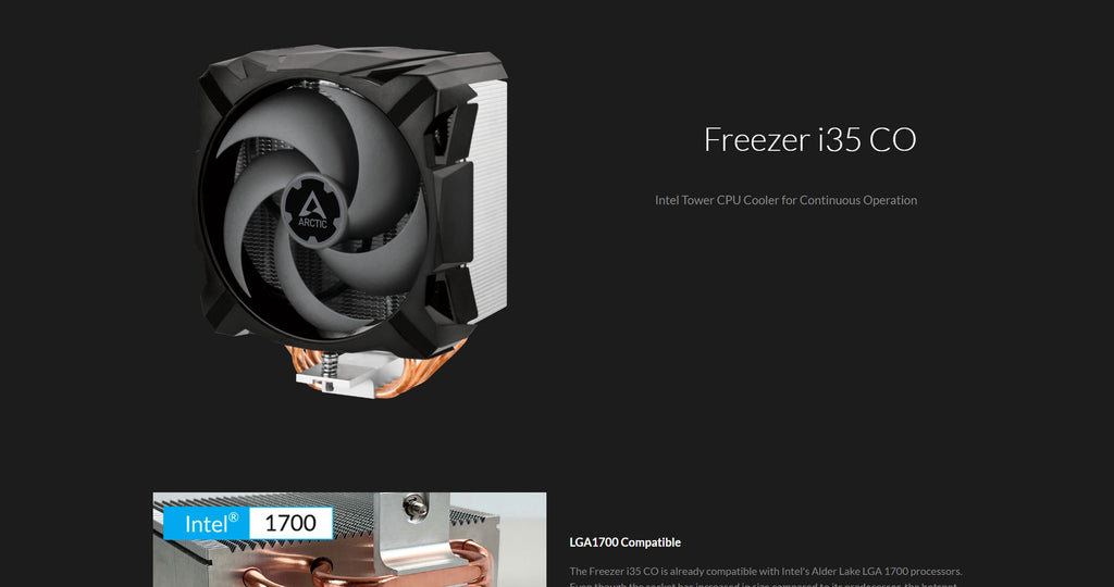 Arctic Freezer i35 CO DUO Intel CPU Cooler   Model: ACFRE00095A Description
