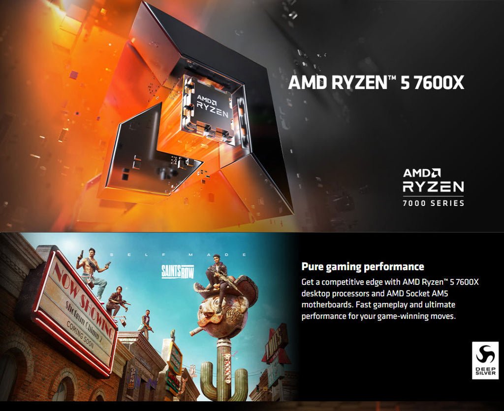 AMD RYZEN™ 5 7600X 6 Core 4.7GHz AM5 Desktop CPU  Model: 100-100000593WOF Description