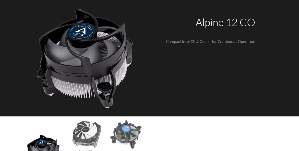 Arctic Alpine 12 CO Intel Compact CPU Cooler Model: ACALP00031A Description